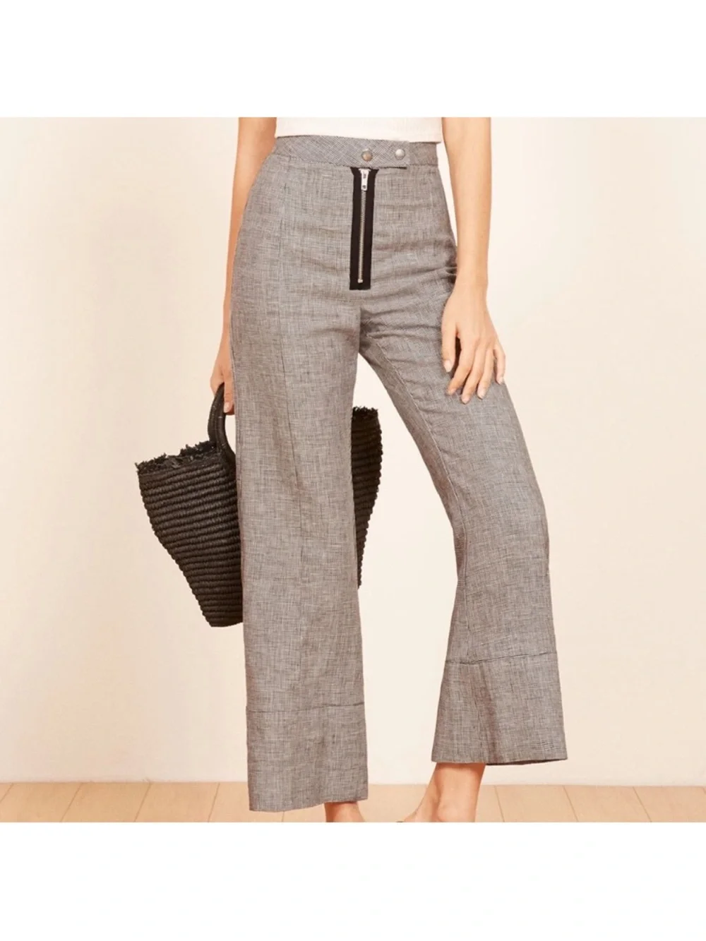 Reformation Dunne Linen Cropped Pant Sz 2
